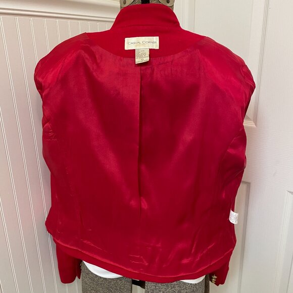 Casual Corner red wool double-breasted jacket, gold buttons, size 10 - Picture 6 of 7